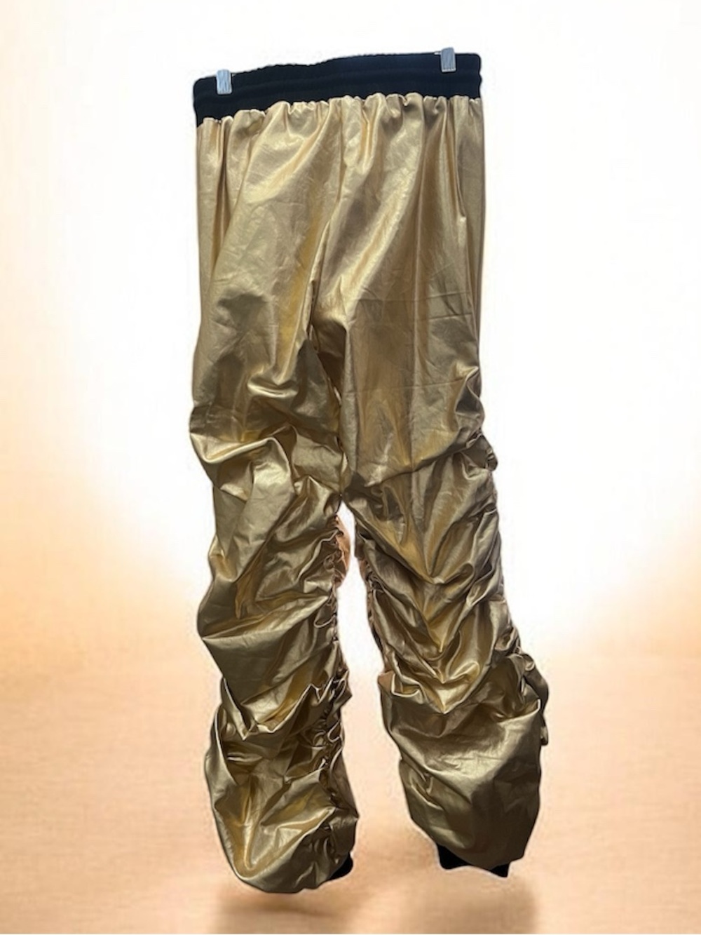 AKIRA Gold Ruched Pants - Picture 2 of 3